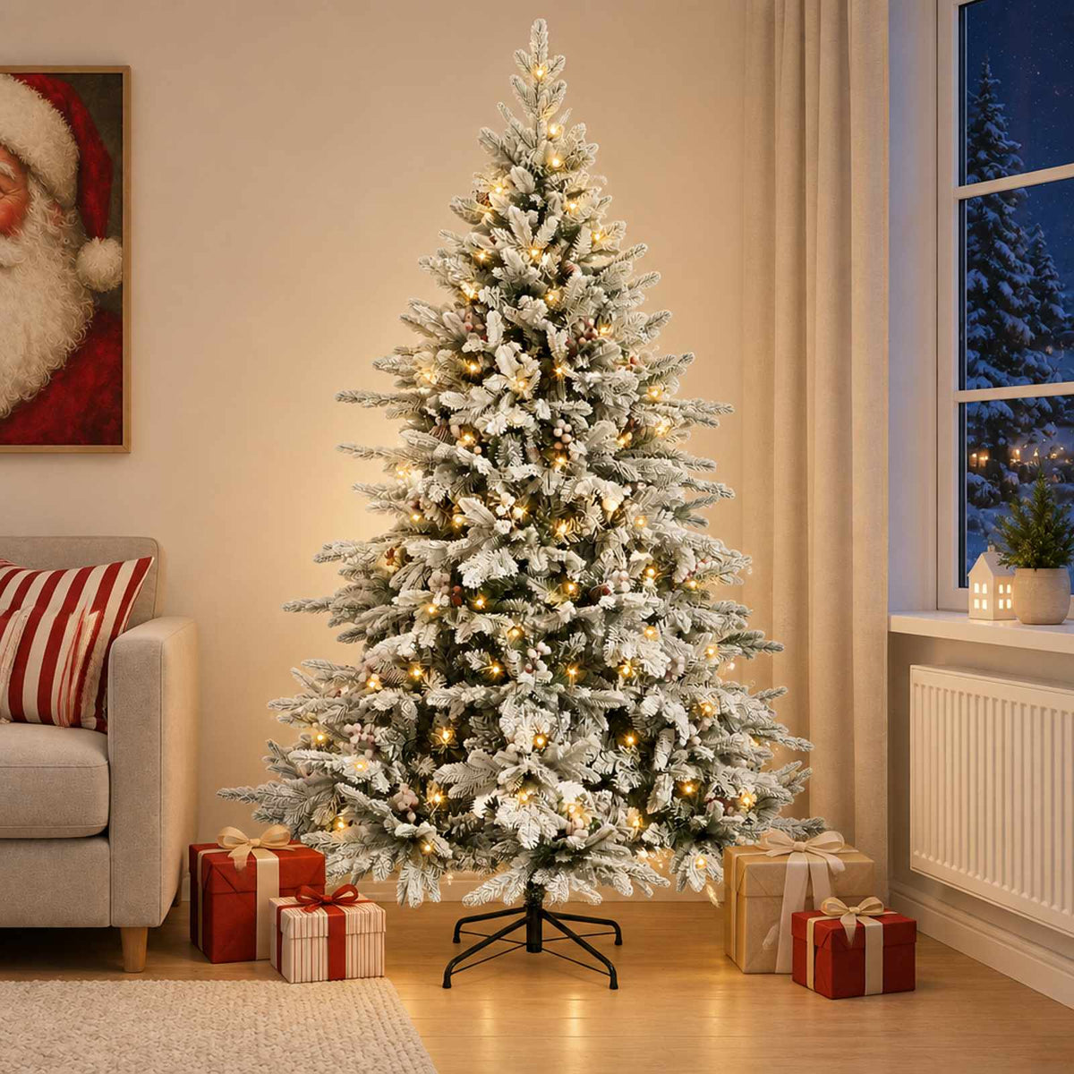 Kunstmatige Inklapbare Kerstboom 240 cm 300 LED's Warmwit is nu te koop bij PeponiXL, paradijselijk wonen!