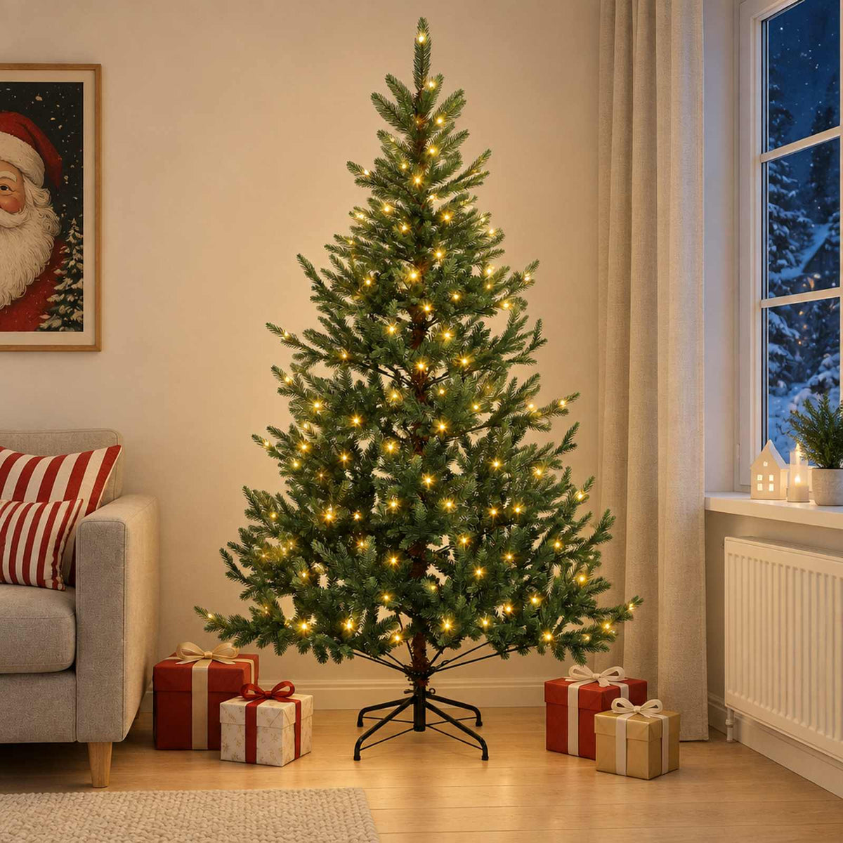 Kunstmatige Inklapbare Kerstboom 180 cm 300 LED's Warmwit is nu te koop bij PeponiXL, paradijselijk wonen!