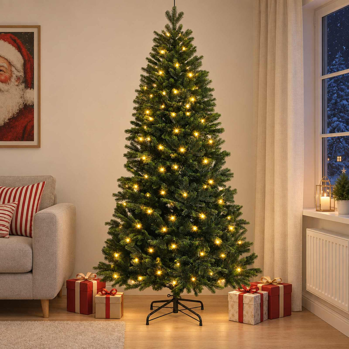 Kunstmatige Inklapbare Kerstboom 210 cm 300 LED's Warmwit is nu te koop bij PeponiXL, paradijselijk wonen!