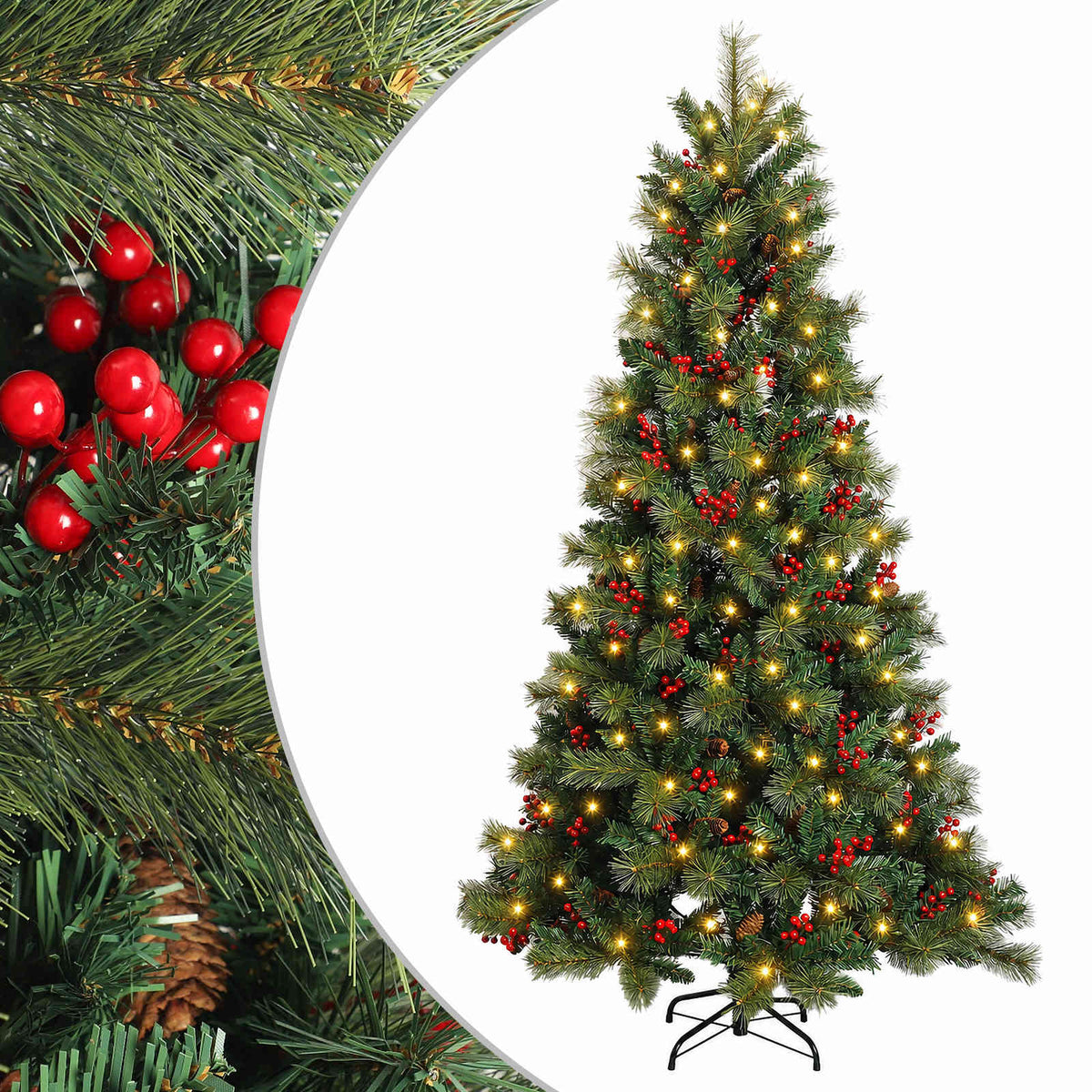 Kunstmatige Inklapbare Kerstboom 150 cm 150 LED's Warmwit is nu te koop bij PeponiXL, paradijselijk wonen!
