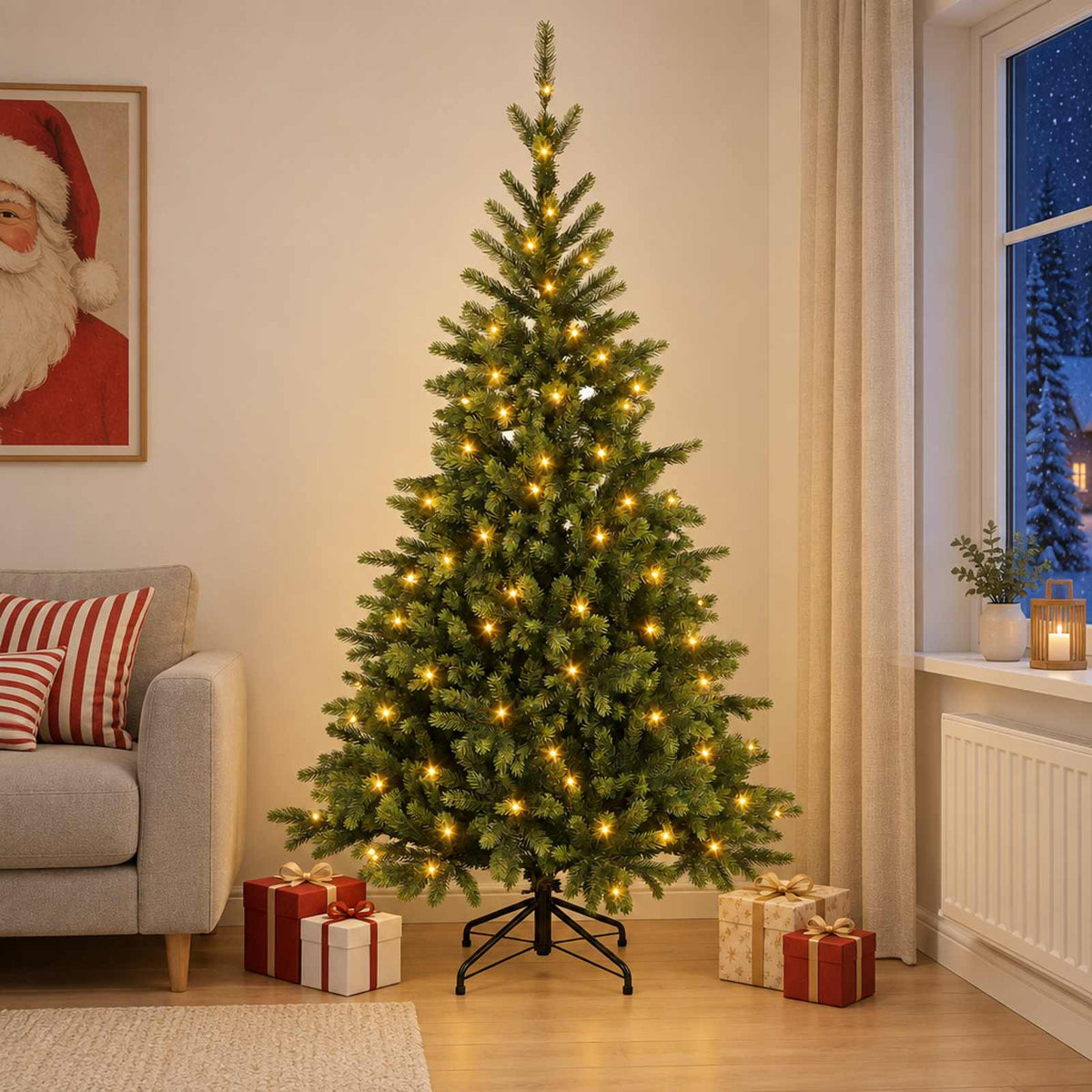 vidaXL Kunstmatige Inklapbare Kerstboom 180 cm 300 LED's Warmwit