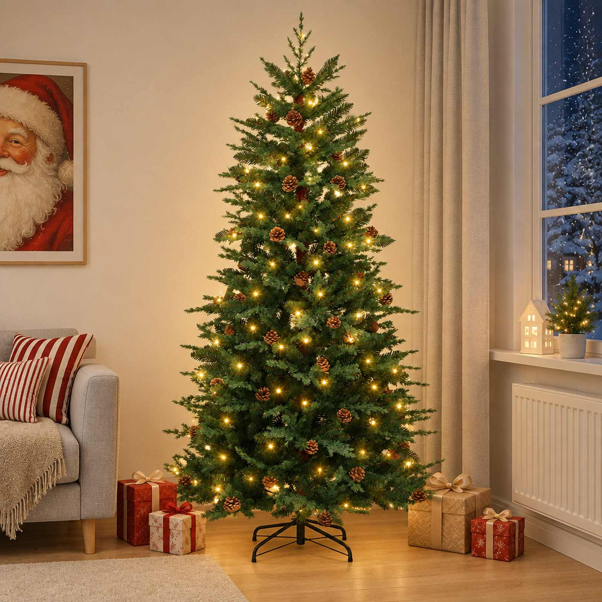 Kunstmatige Inklapbare Kerstboom 180 cm 300 LED's Warmwit is nu te koop bij PeponiXL, paradijselijk wonen!