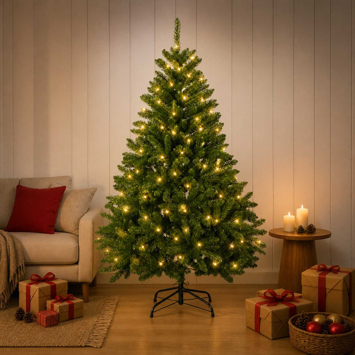 Kunstmatige Inklapbare Kerstboom 180 cm 300 LED's Warmwit is nu te koop bij PeponiXL, paradijselijk wonen!