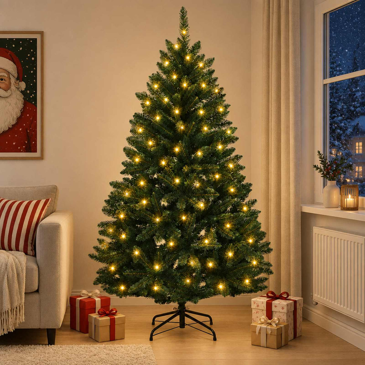 vidaXL Kunstmatige Inklapbare Kerstboom 150 cm 150 LED's Warmwit