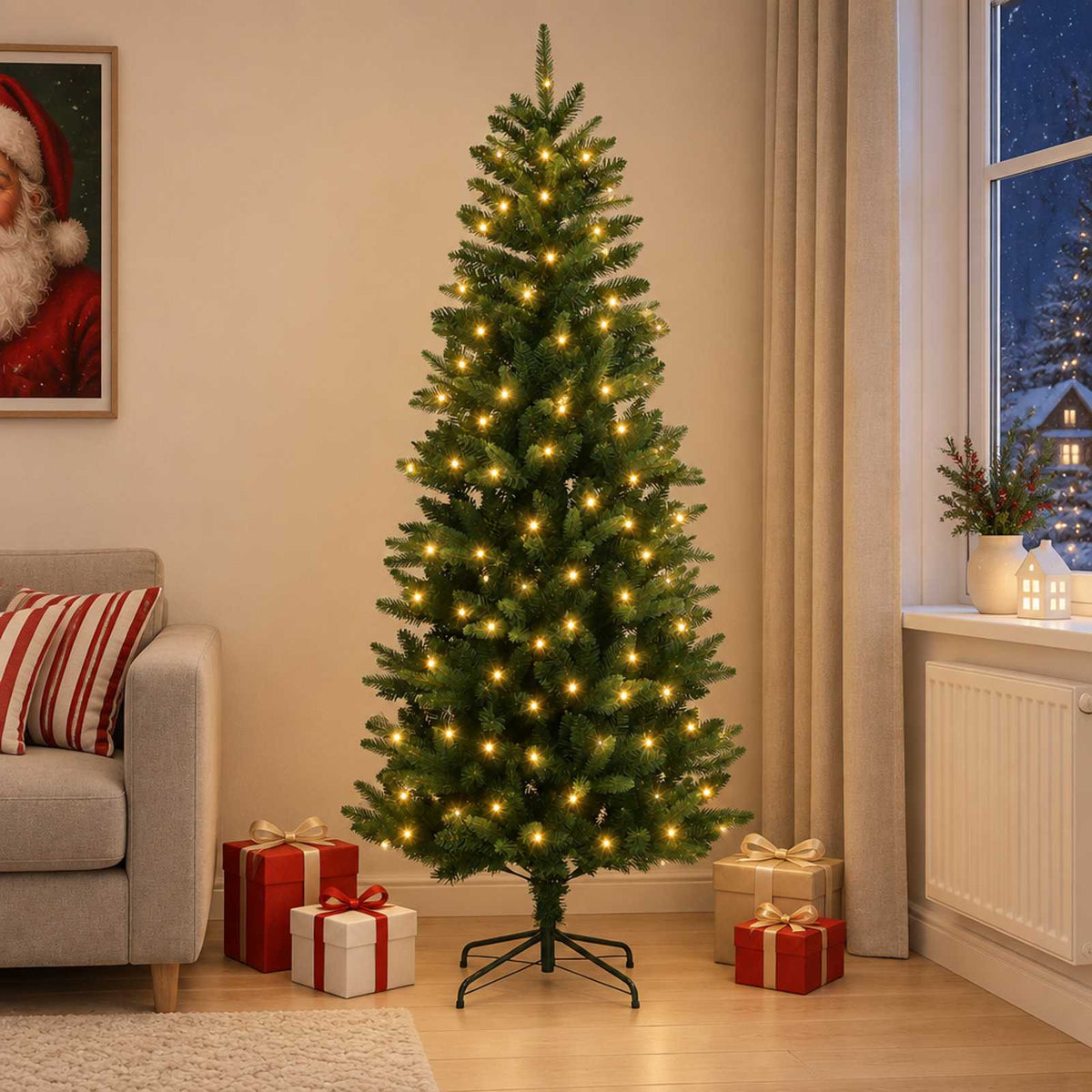 Kunstmatige Inklapbare Kerstboom 120 cm 150 LED's Warmwit is nu te koop bij PeponiXL, paradijselijk wonen!