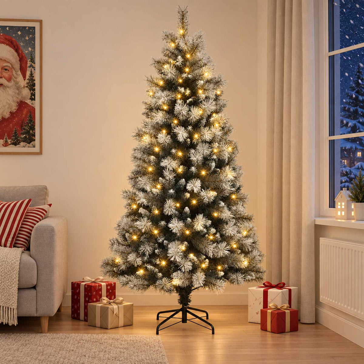 Kunstmatige Inklapbare Kerstboom 180 cm 300 LED's Warmwit is nu te koop bij PeponiXL, paradijselijk wonen!