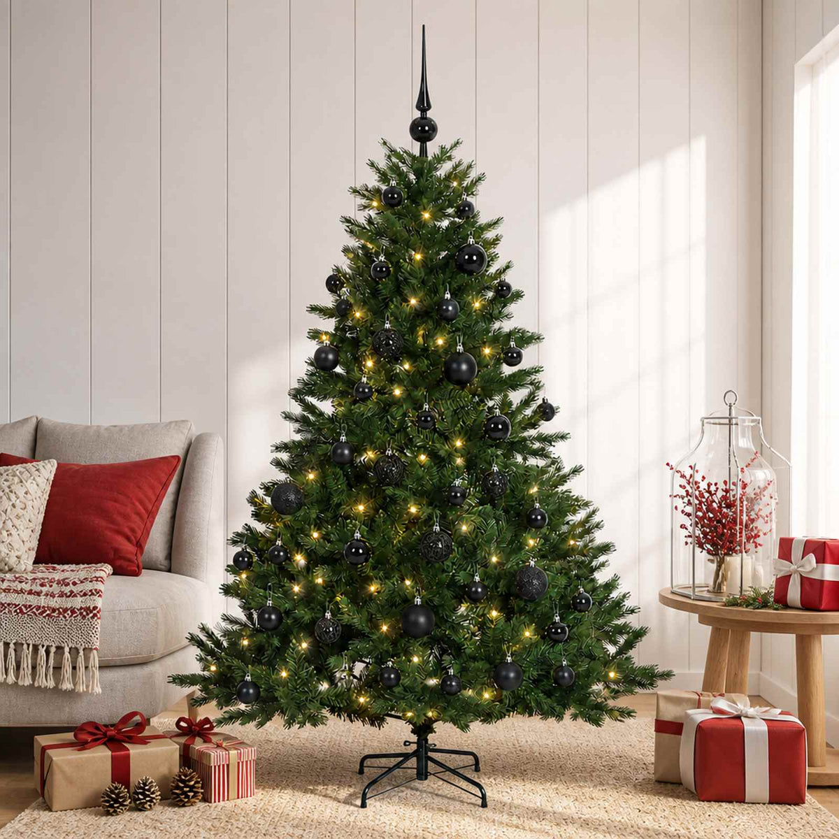 Kunstkerstboom met kerstbal 120 cm 150 LED's Warmwit is nu te koop bij PeponiXL, paradijselijk wonen!