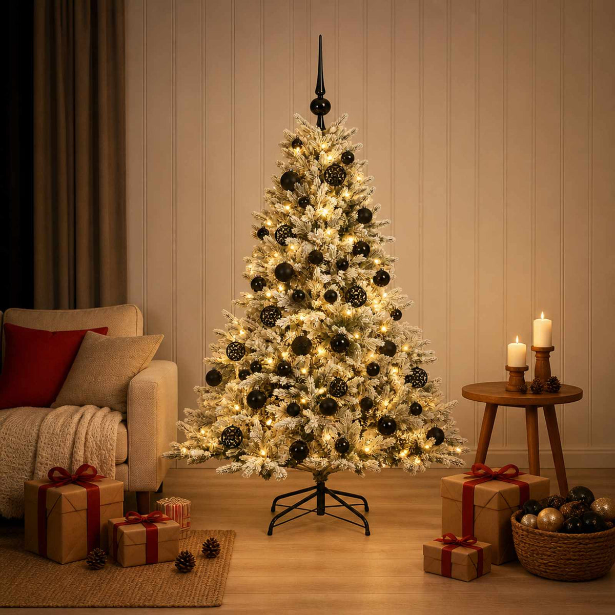 Kunstkerstboom met kerstbal 150 cm 150 LED's Warmwit is nu te koop bij PeponiXL, paradijselijk wonen!
