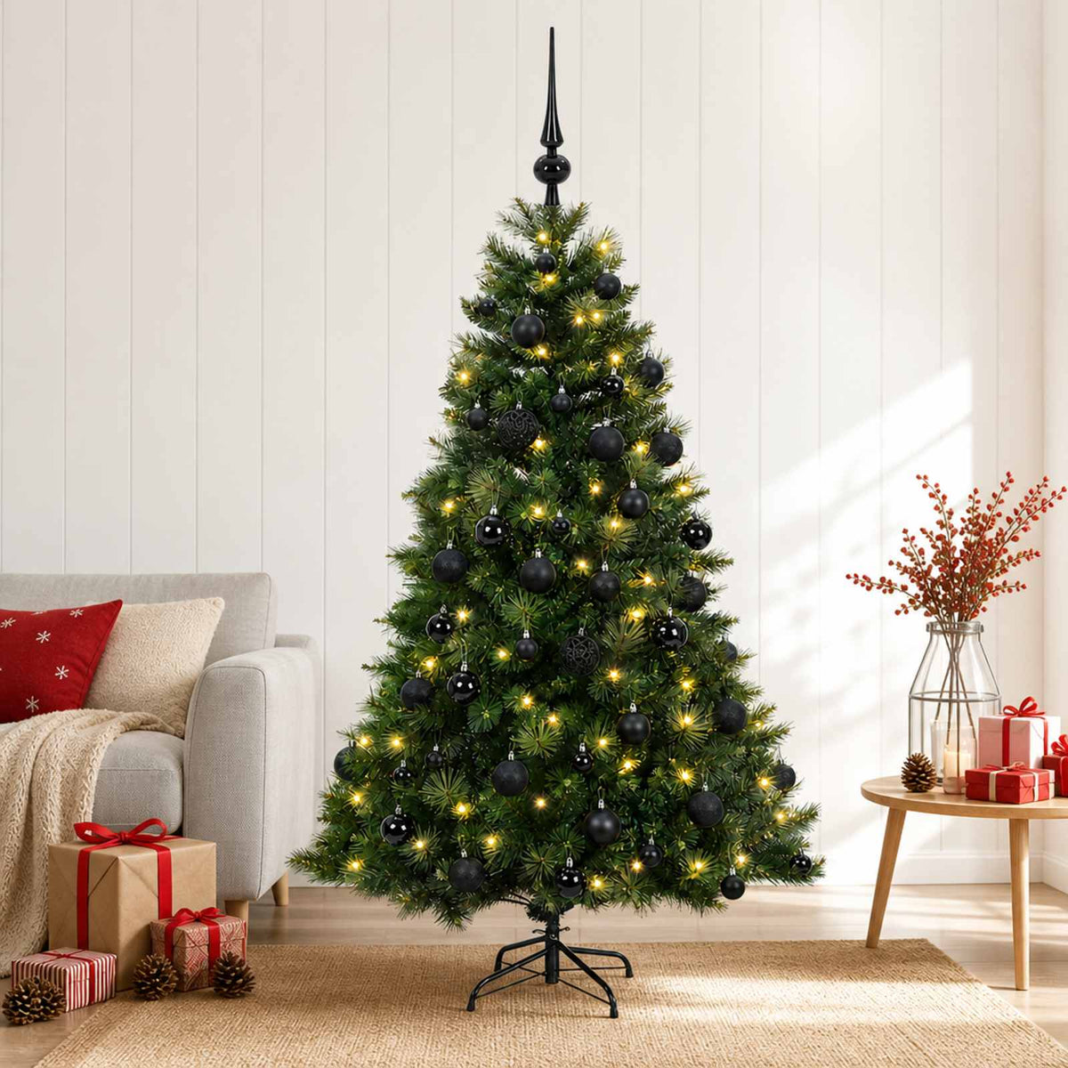Kunstkerstboom met kerstbal 150 cm 150 LED's Warmwit is nu te koop bij PeponiXL, paradijselijk wonen!
