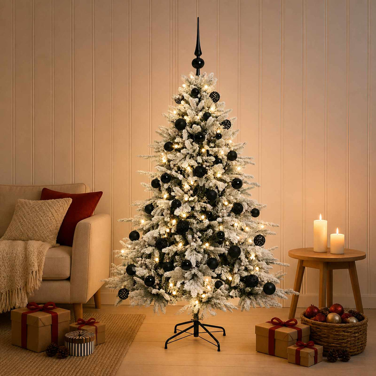Kunstkerstboom met kerstbal 150 cm 150 LED's Warmwit is nu te koop bij PeponiXL, paradijselijk wonen!