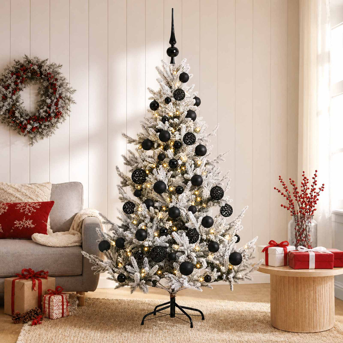 Kunstkerstboom met kerstbal 150 cm 150 LED's Warmwit is nu te koop bij PeponiXL, paradijselijk wonen!