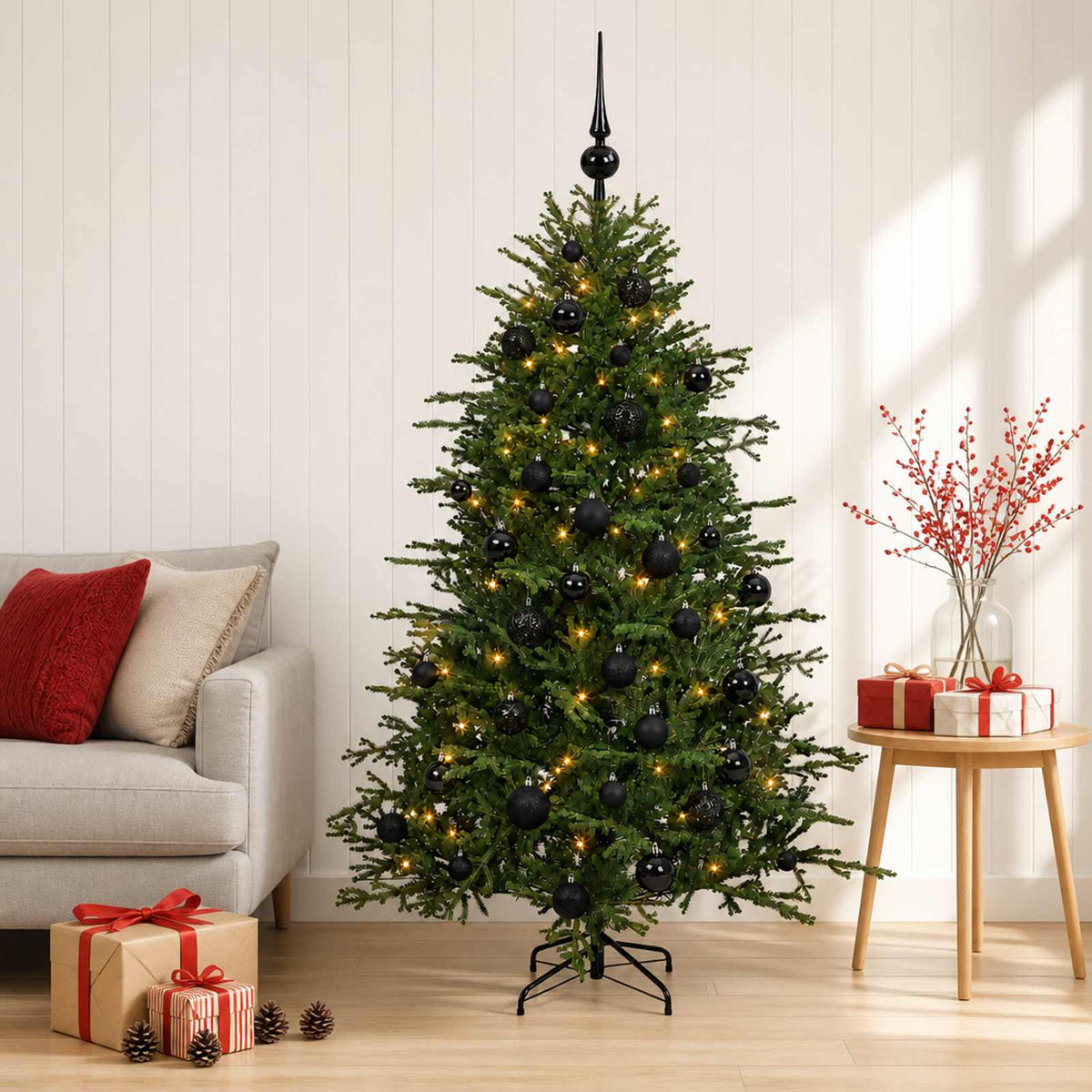 Kunstkerstboom met kerstbal 150 cm 150 LED's Warmwit is nu te koop bij PeponiXL, paradijselijk wonen!