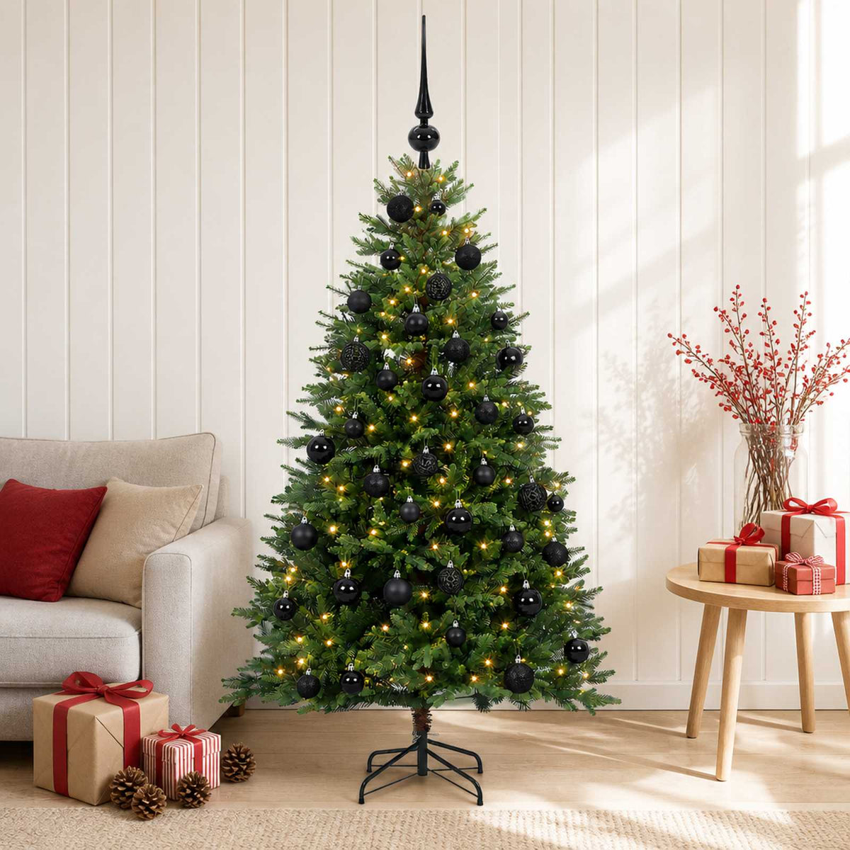 Kunstkerstboom met Ballen 150 cm 150 LED's Warmwit is nu te koop bij PeponiXL, paradijselijk wonen!