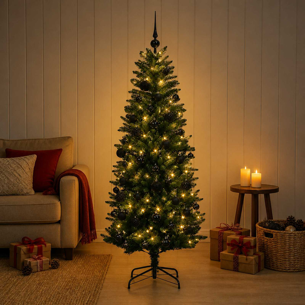 Kunstkerstboom met Ballen 120 cm 150 LED's Warmwit PE en PVC is nu te koop bij PeponiXL, paradijselijk wonen!