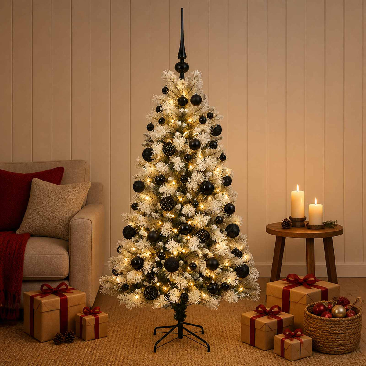 Kunstkerstboom met scharnierende takken en kerstballen 120 cm is nu te koop bij PeponiXL, paradijselijk wonen!