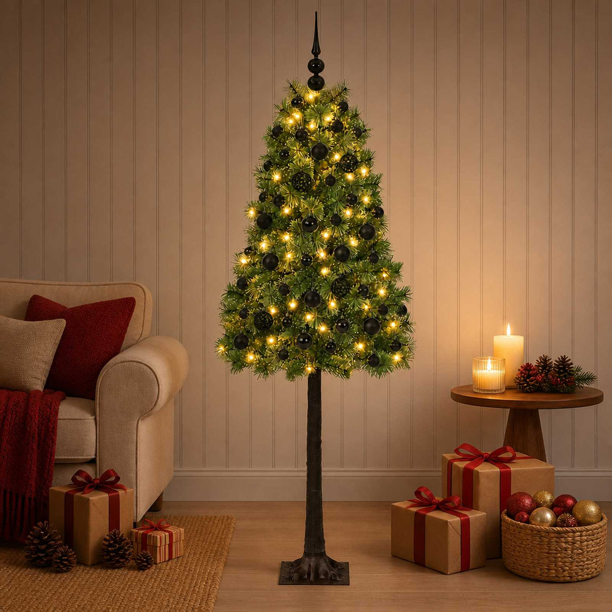 Kunstkerstboom met scharnierende takken en kerstballen 120 cm is nu te koop bij PeponiXL, paradijselijk wonen!