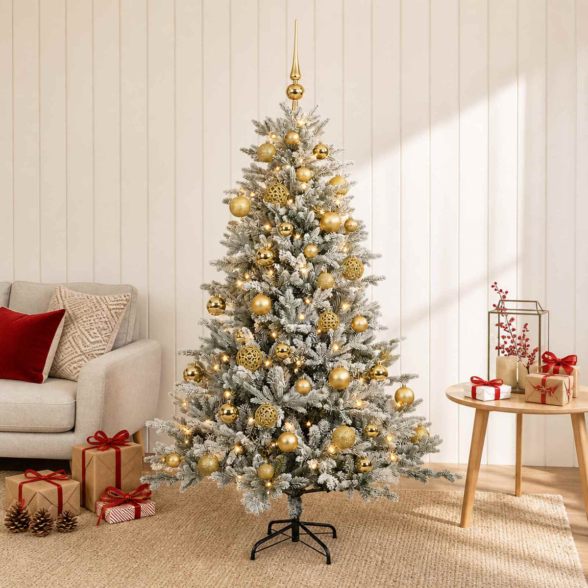 Kunstkerstboom met Ballen 150 cm 150 LED's Warmwit is nu te koop bij PeponiXL, paradijselijk wonen!