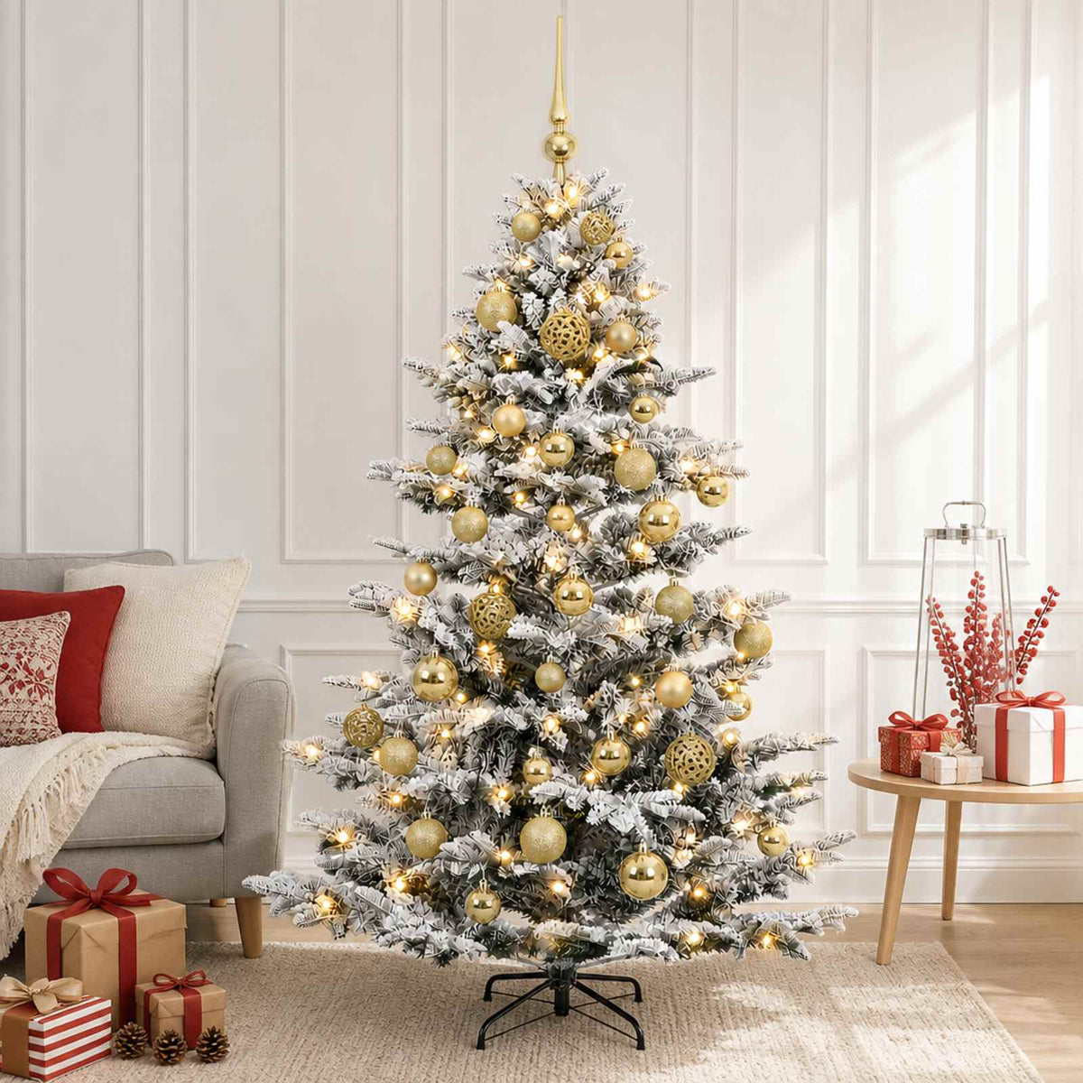 Kunstkerstboom met kerstbal 150 cm 150 LED's Warmwit PE & PVC is nu te koop bij PeponiXL, paradijselijk wonen!