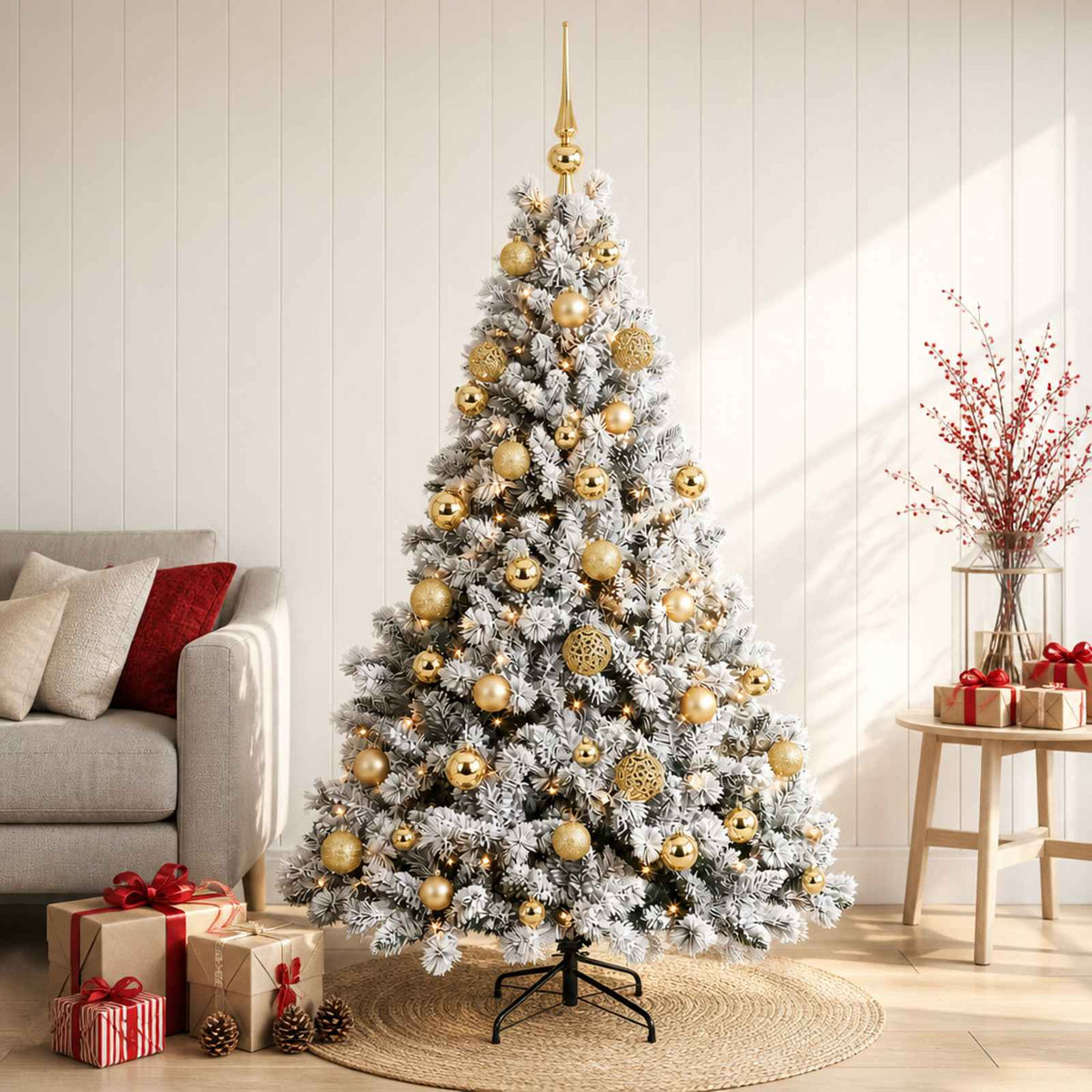 Kunstkerstboom met Ballen 120 cm 150 LED's Warmwit is nu te koop bij PeponiXL, paradijselijk wonen!