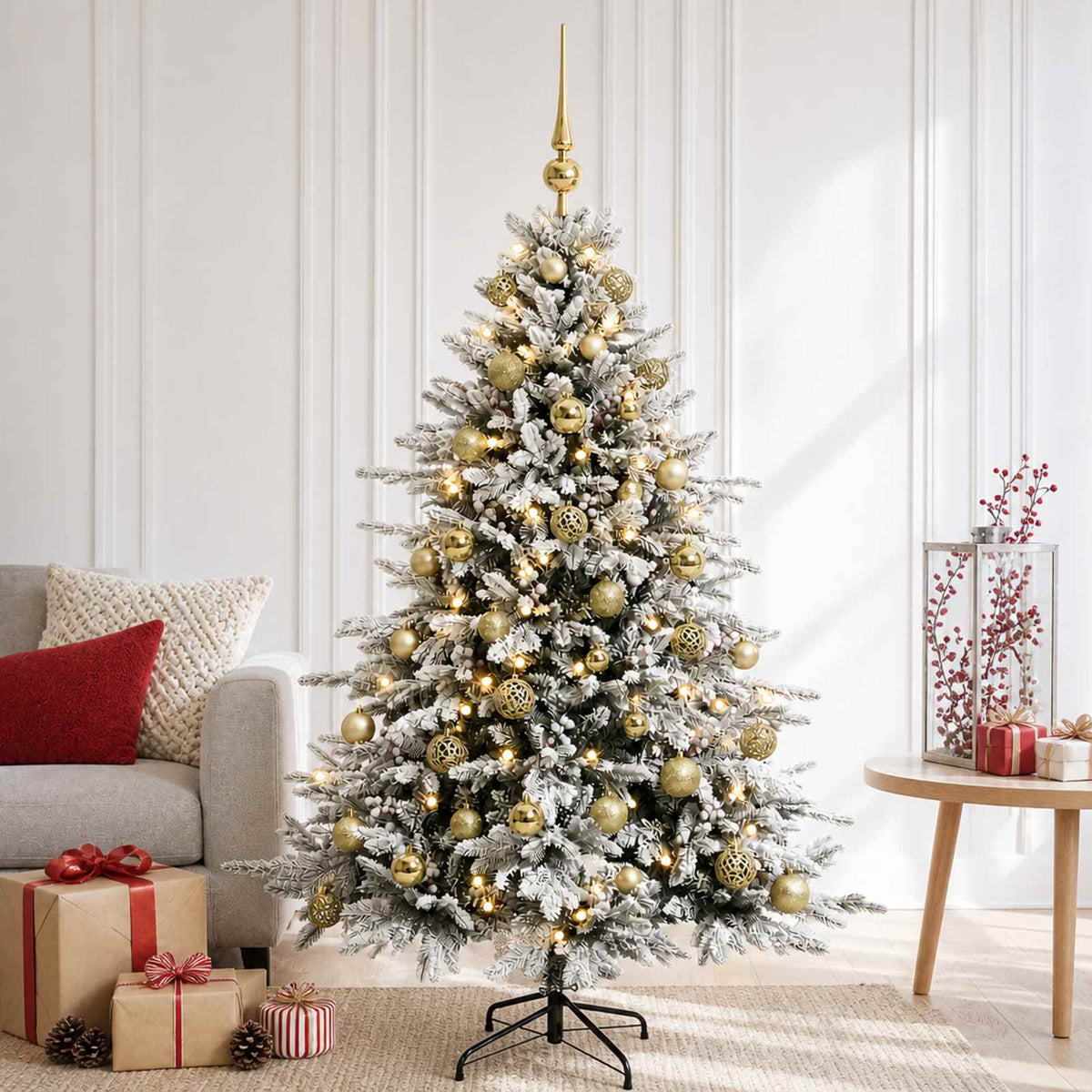 Kunstkerstboom met kerstbal 120 cm 150 LED's Warmwit is nu te koop bij PeponiXL, paradijselijk wonen!