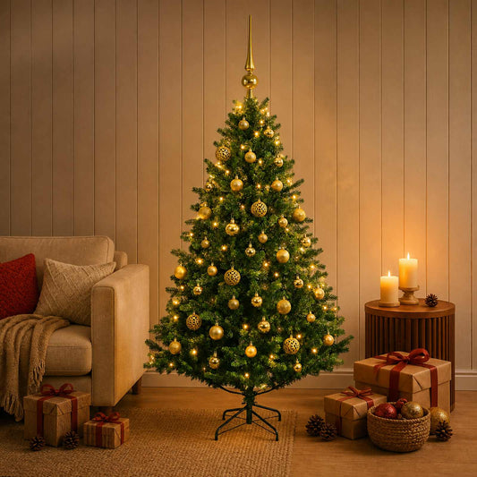 Kunstkerstboom met Ballen 120 cm 150 LED's Warmwit is nu te koop bij PeponiXL, paradijselijk wonen!
