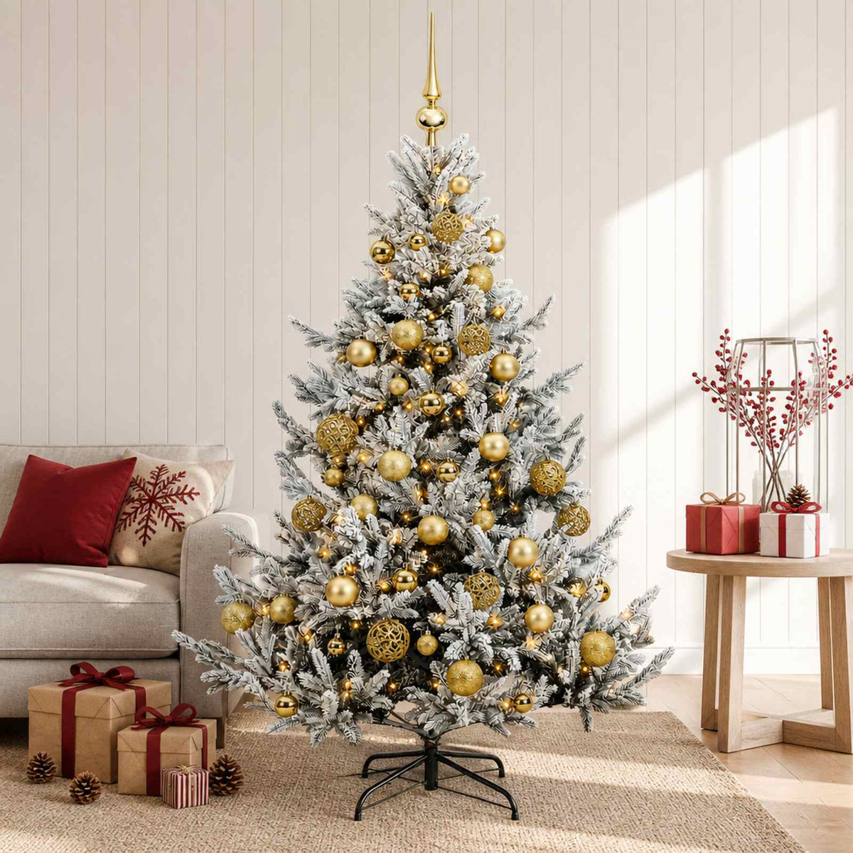 Kunstkerstboom met kerstbal 120 cm 150 LED's Warmwit is nu te koop bij PeponiXL, paradijselijk wonen!