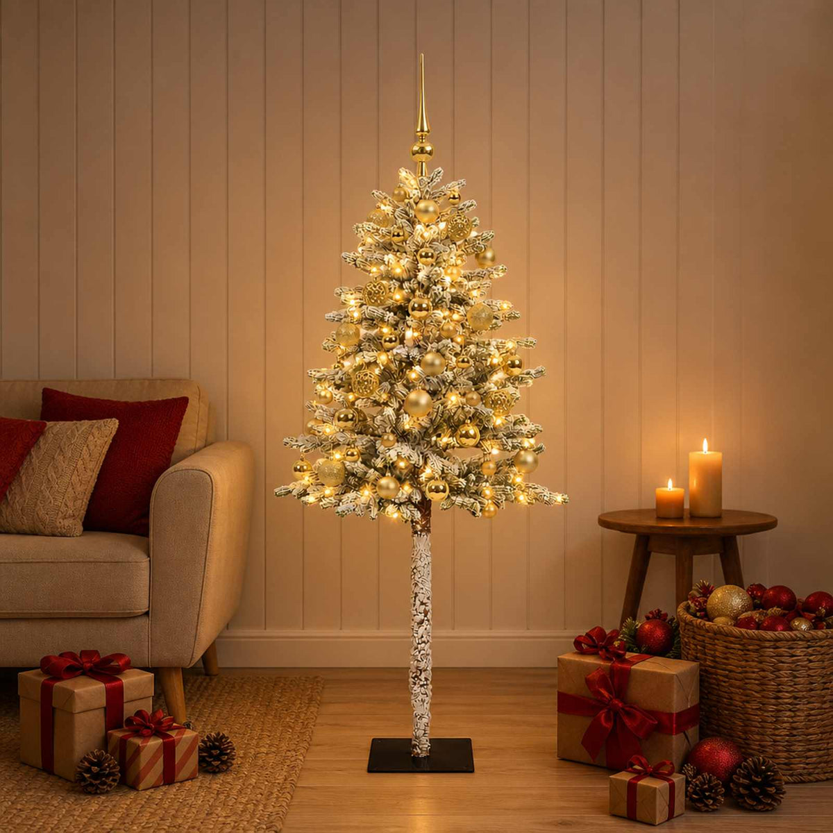 Kunstkerstboom met Ballen 120 cm 150 LED's Warmwit is nu te koop bij PeponiXL, paradijselijk wonen!