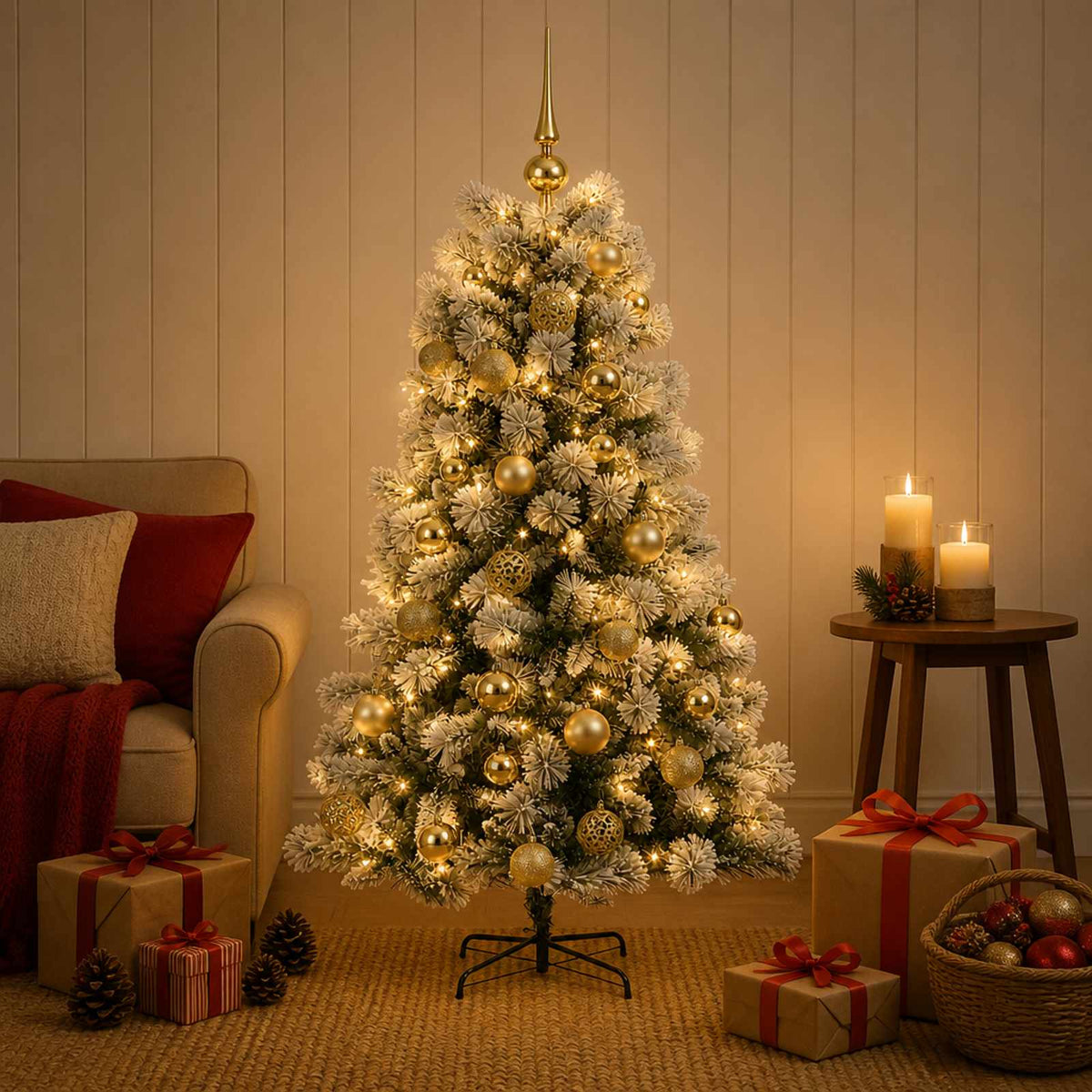 Kunstkerstboom met scharnierende takken en kerstballen 120 cm is nu te koop bij PeponiXL, paradijselijk wonen!