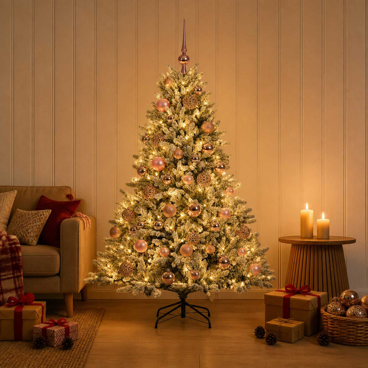 Kunstkerstboom met kerstbal 150 cm 150 LED's Warmwit is nu te koop bij PeponiXL, paradijselijk wonen!