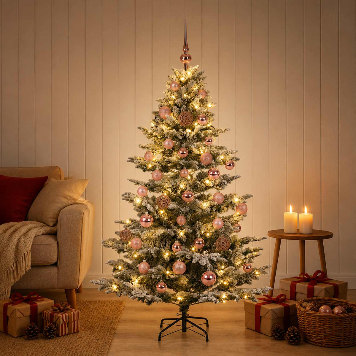 Kunstkerstboom met kerstbal 150 cm 150 LED's Warmwit PE & PVC is nu te koop bij PeponiXL, paradijselijk wonen!