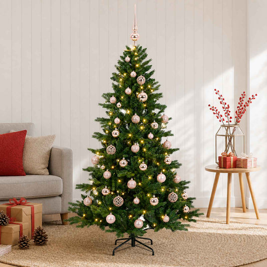 Kunstkerstboom met kerstbal 120 cm 150 LED's Warmwit is nu te koop bij PeponiXL, paradijselijk wonen!