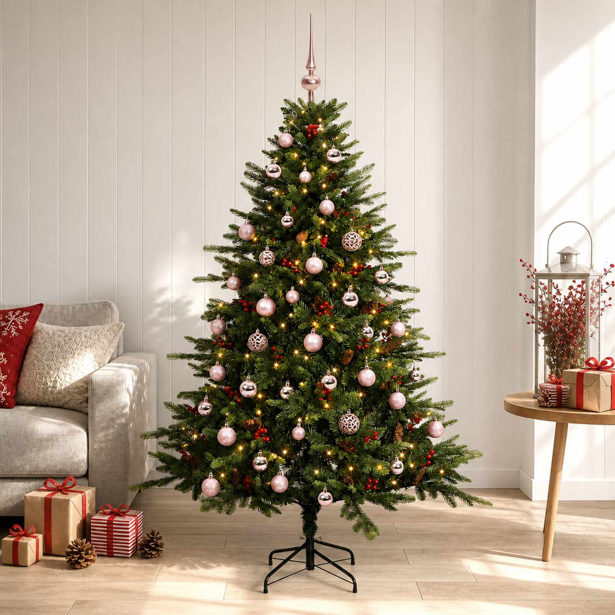 Kunstkerstboom met kerstbal 120 cm 150 LED's Warmwit is nu te koop bij PeponiXL, paradijselijk wonen!