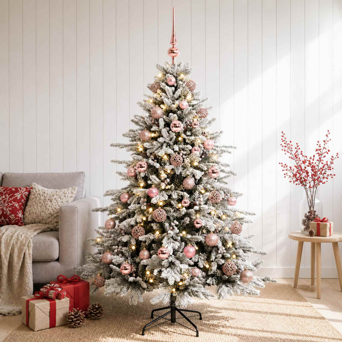 Kunstkerstboom met kerstbal 120 cm 150 LED's Warmwit is nu te koop bij PeponiXL, paradijselijk wonen!