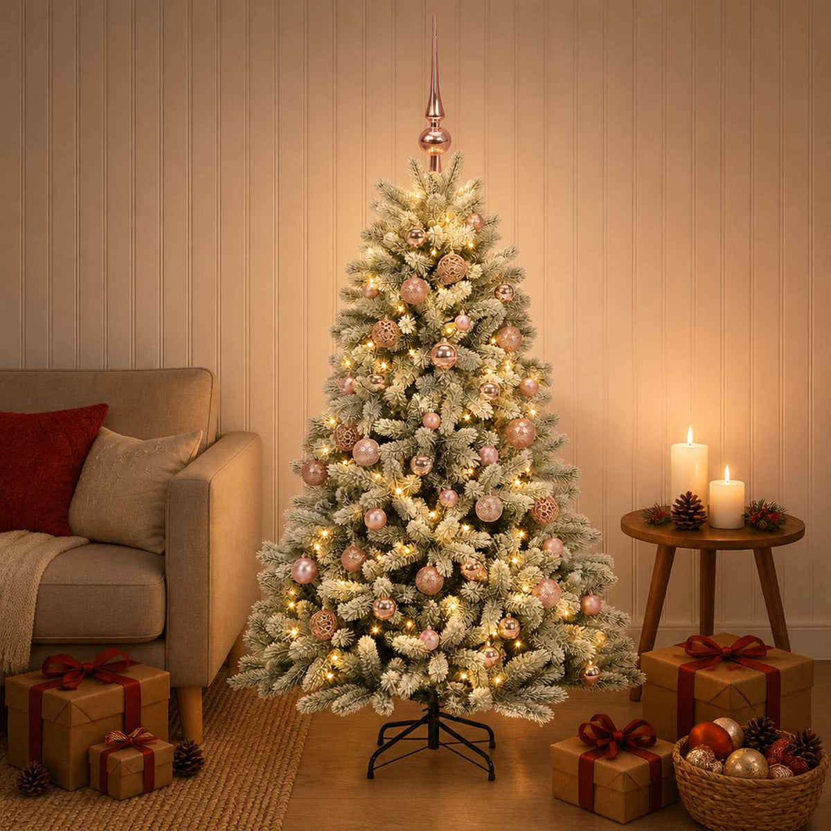 vidaXL Kunstkerstboom met Ballen 120 cm 150 LED's Warmwit