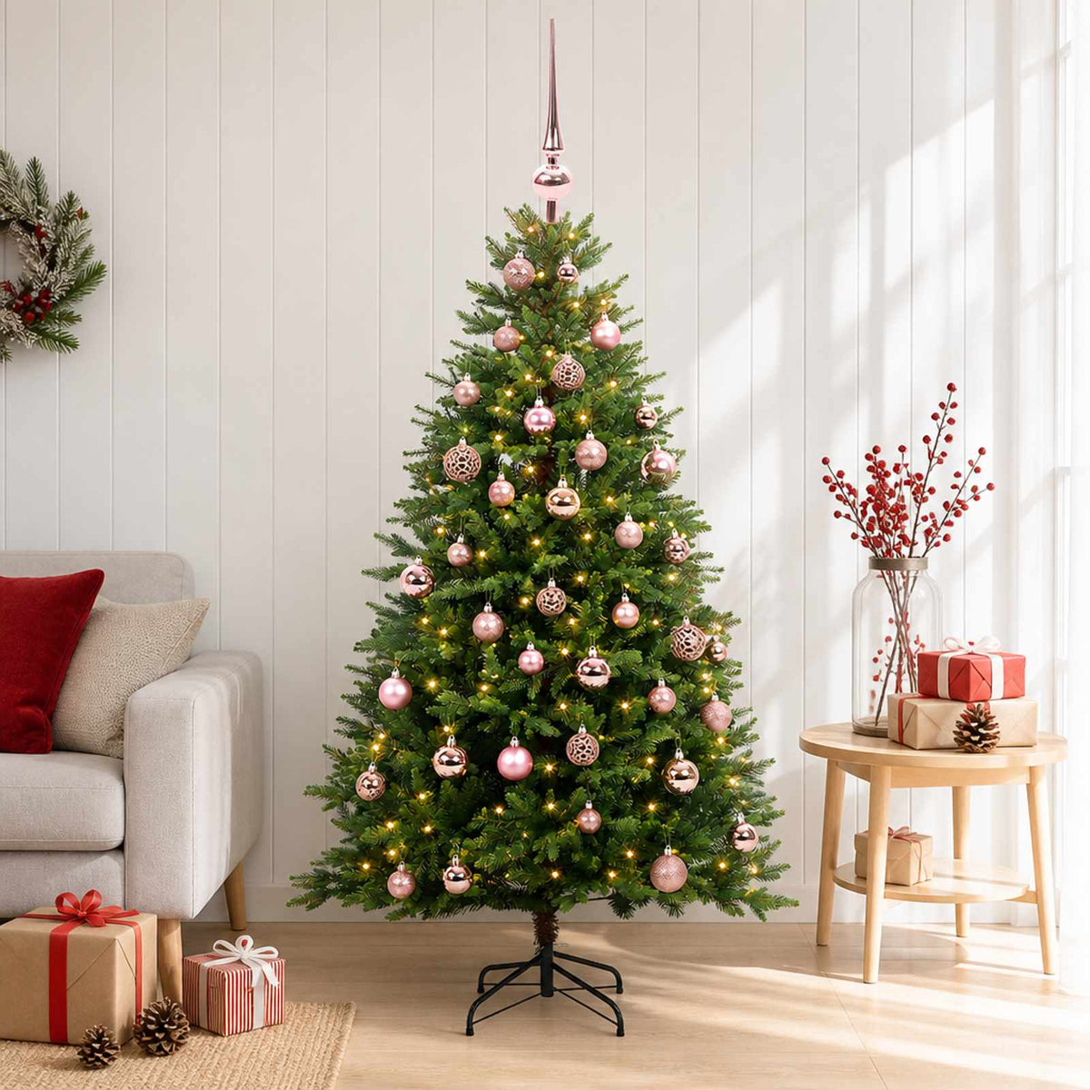 Kunstkerstboom met Ballen 120 cm 150 LED's Warmwit is nu te koop bij PeponiXL, paradijselijk wonen!