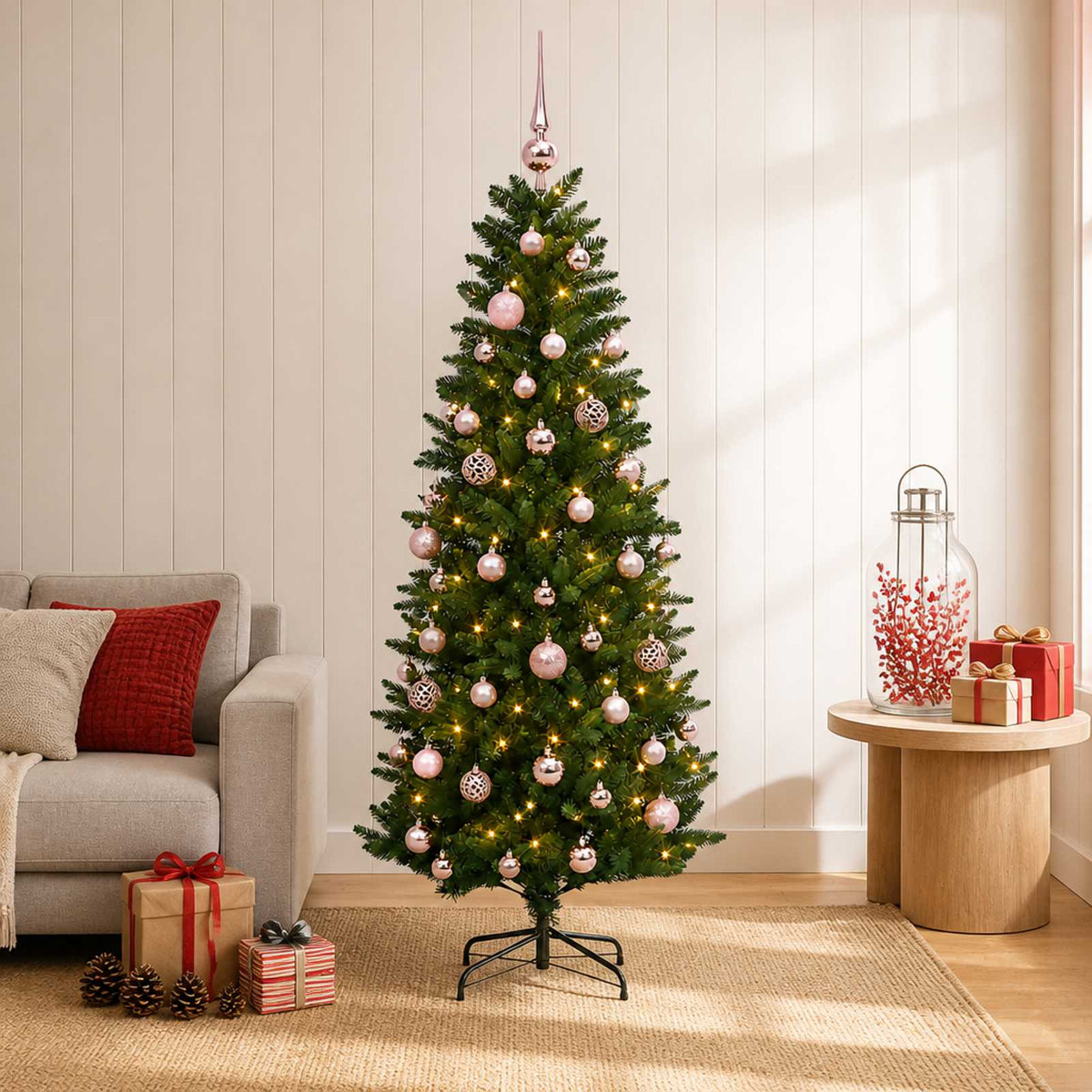 Kunstkerstboom met Ballen 120 cm 150 LED's Warmwit PE en PVC is nu te koop bij PeponiXL, paradijselijk wonen!