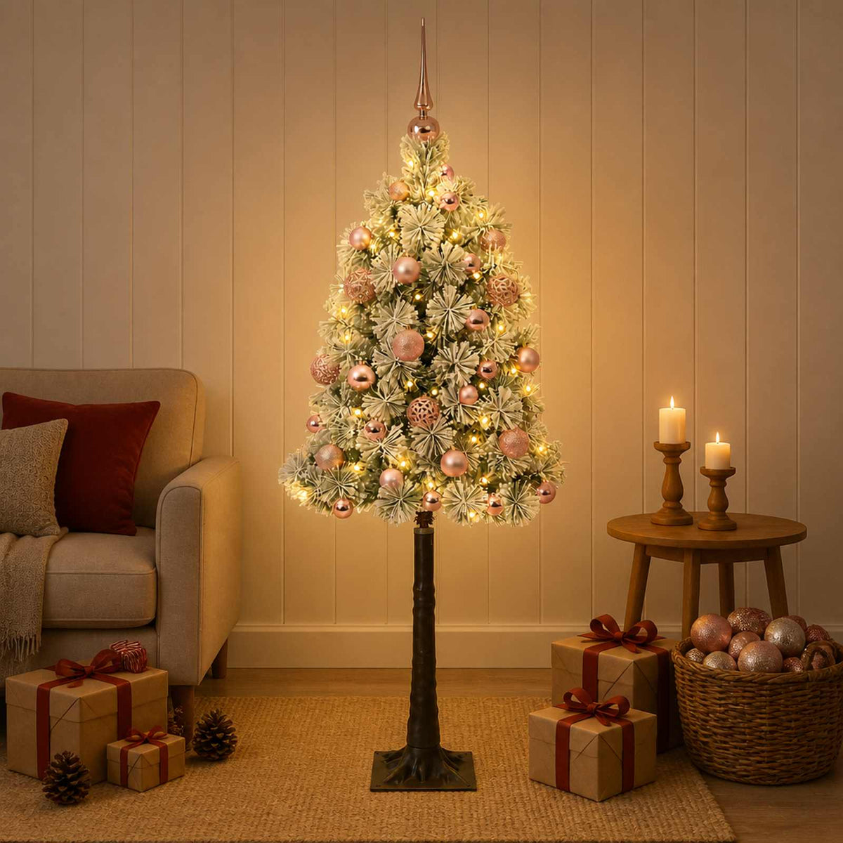 Kunstkerstboom met scharnierende takken en kerstballen 120 cm is nu te koop bij PeponiXL, paradijselijk wonen!