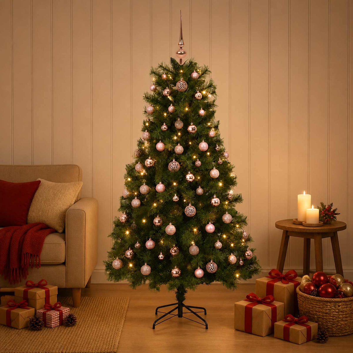 Kunstkerstboom met scharnierende takken en kerstballen 150 cm is nu te koop bij PeponiXL, paradijselijk wonen!