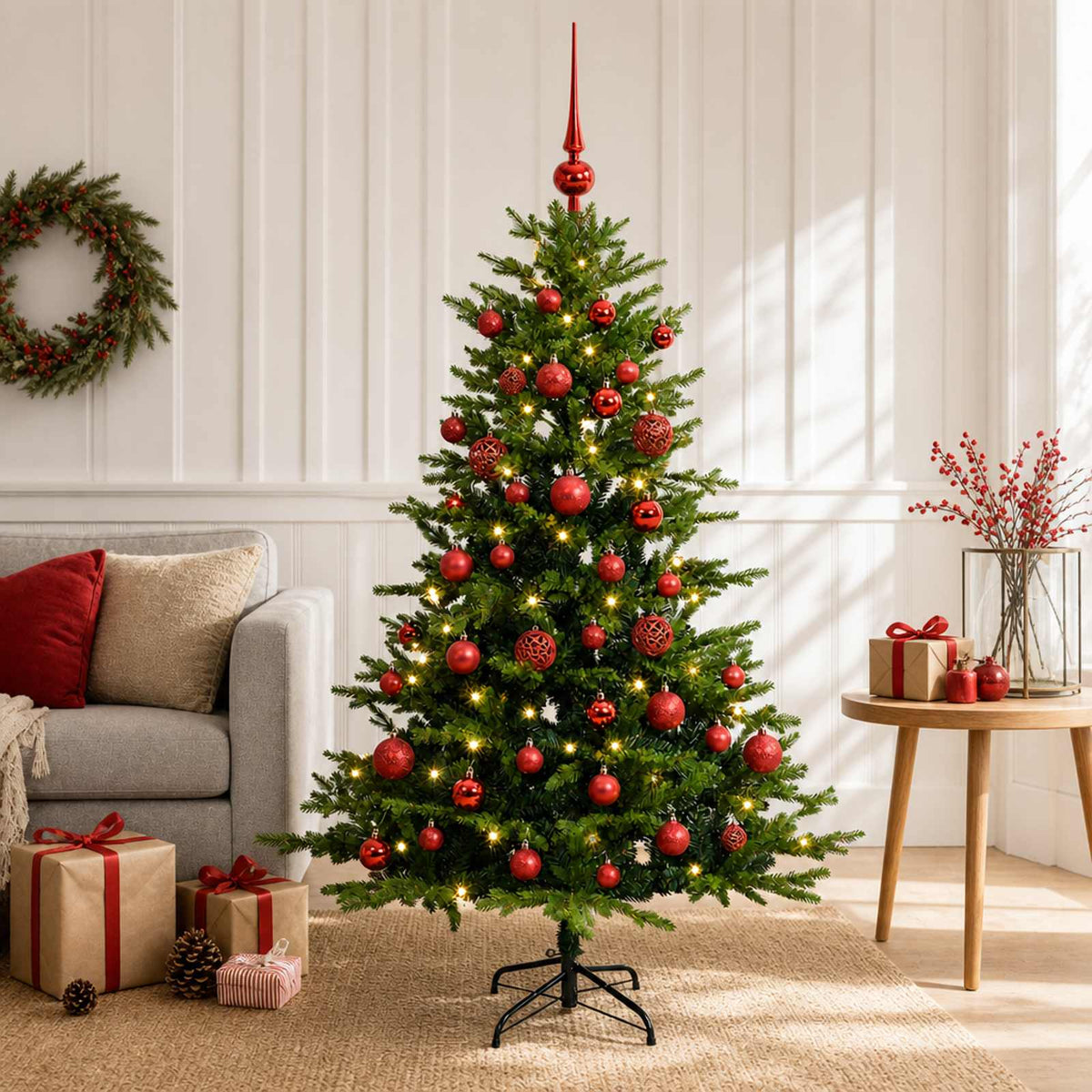 Kunstkerstboom met Ballen 120 cm 150 LED's Warmwit is nu te koop bij PeponiXL, paradijselijk wonen!