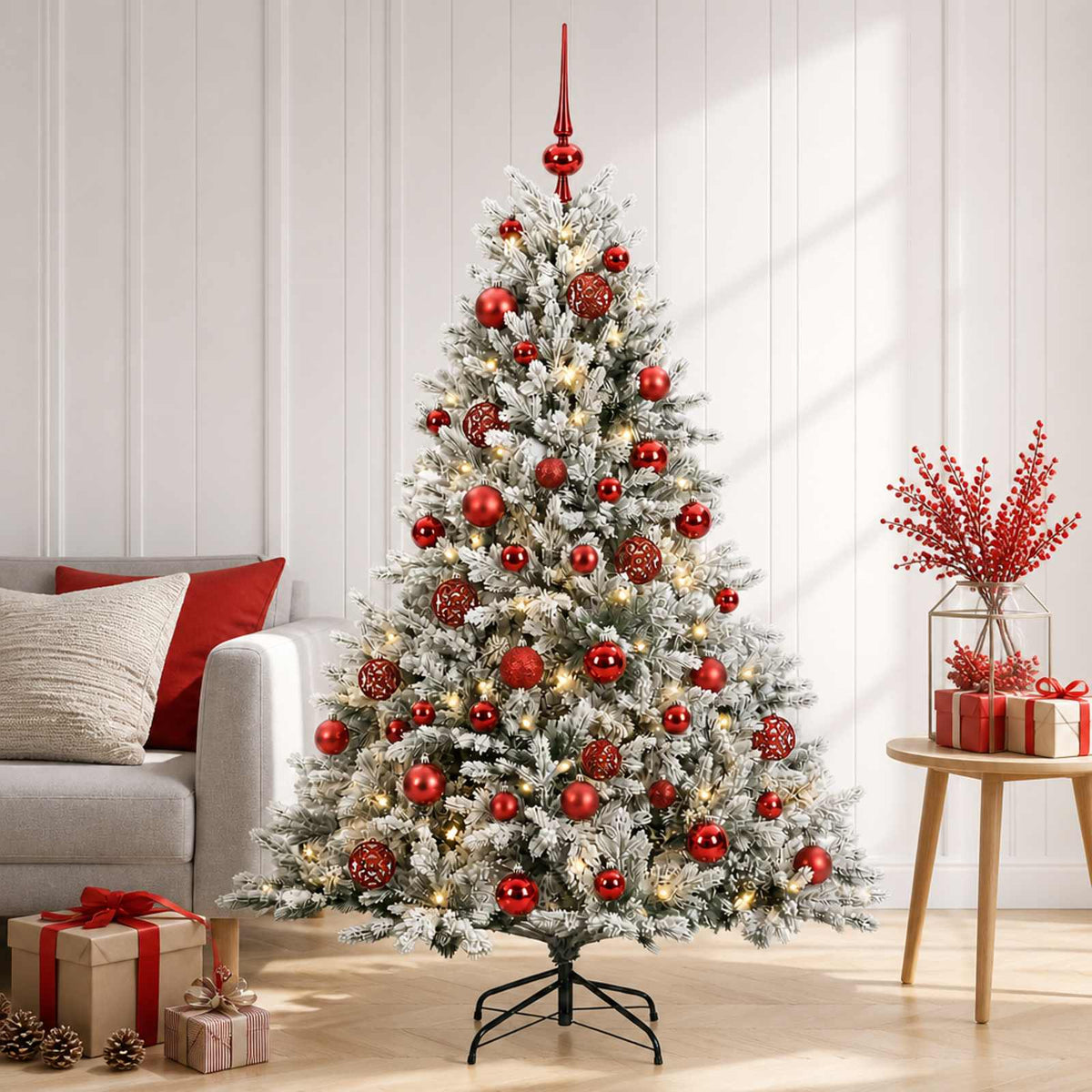Kunstkerstboom met kerstbal 120 cm 150 LED's Warmwit is nu te koop bij PeponiXL, paradijselijk wonen!