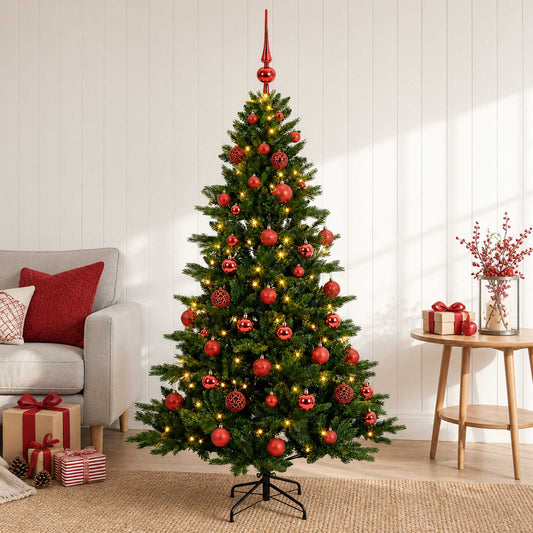 Kunstkerstboom met kerstbal 120 cm 150 LED's Warmwit is nu te koop bij PeponiXL, paradijselijk wonen!