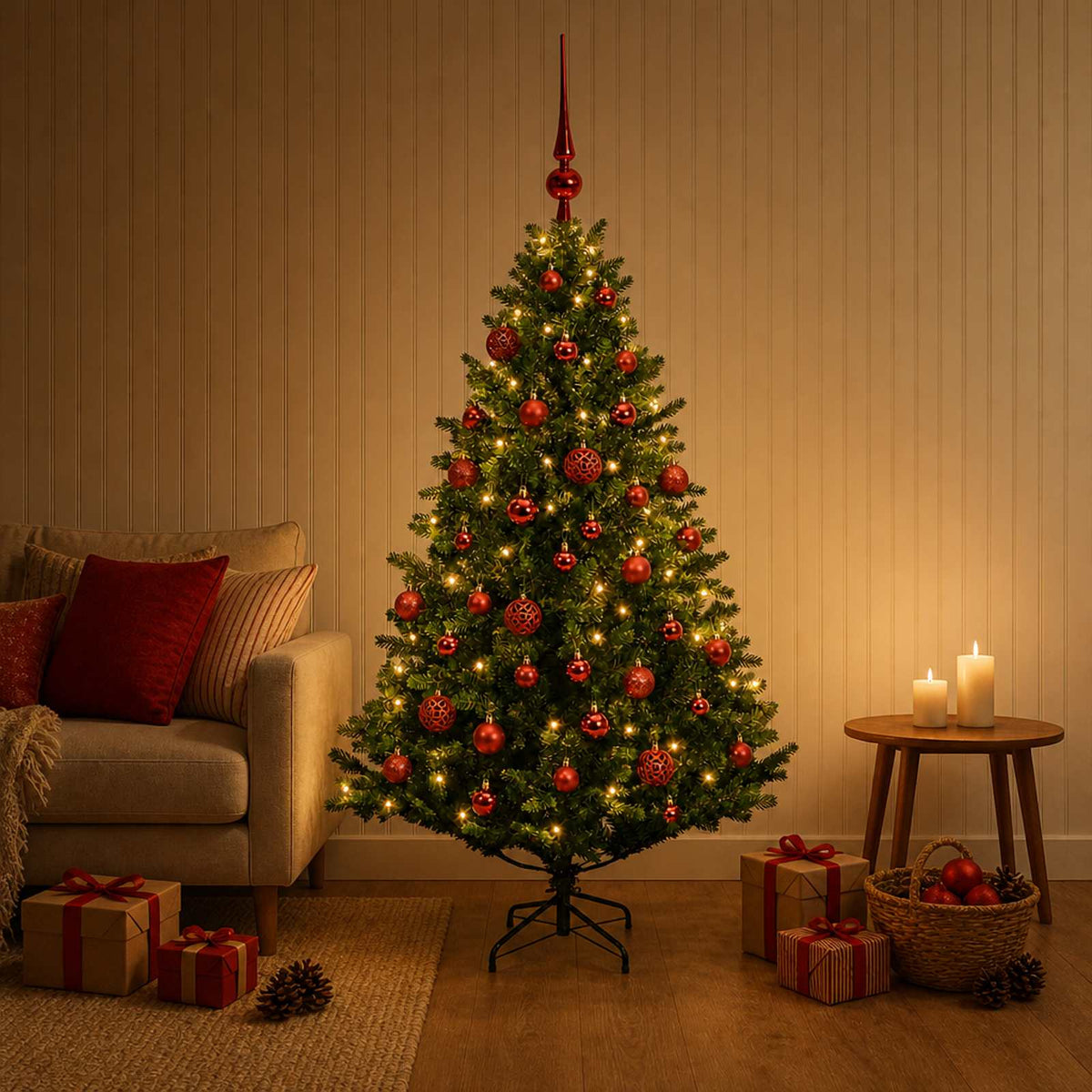 Kunstkerstboom met Ballen 120 cm 150 LED's Warmwit is nu te koop bij PeponiXL, paradijselijk wonen!
