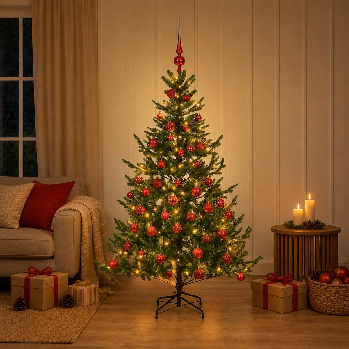 Kunstkerstboom met kerstbal 120 cm 150 LED's Warmwit is nu te koop bij PeponiXL, paradijselijk wonen!