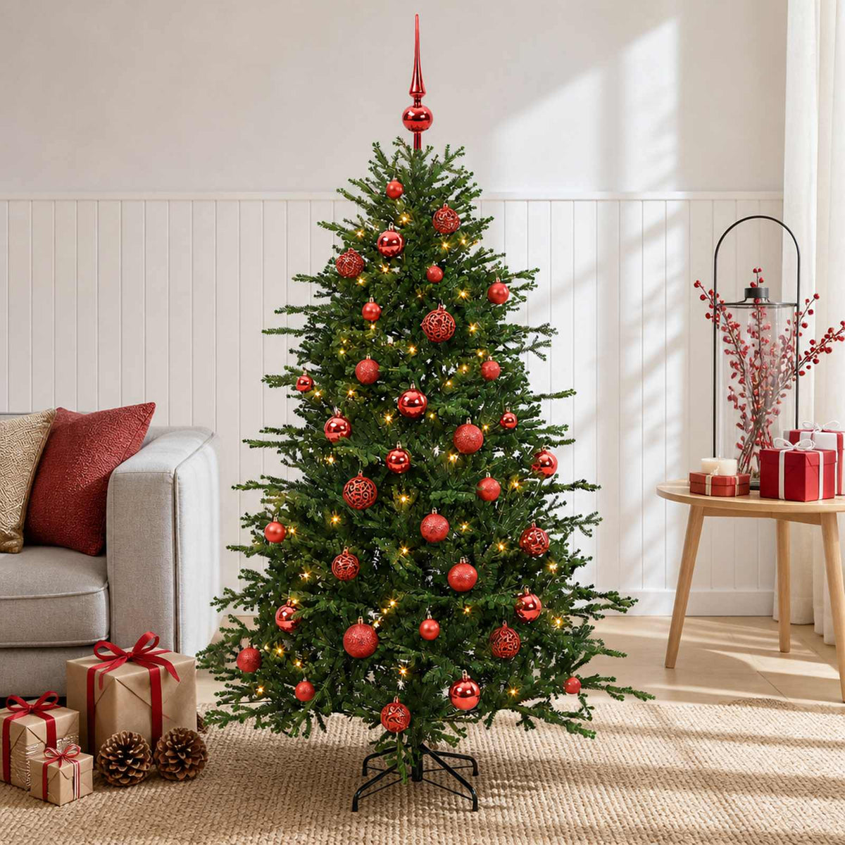 Kunstkerstboom met kerstbal 120 cm 150 LED's Warmwit is nu te koop bij PeponiXL, paradijselijk wonen!