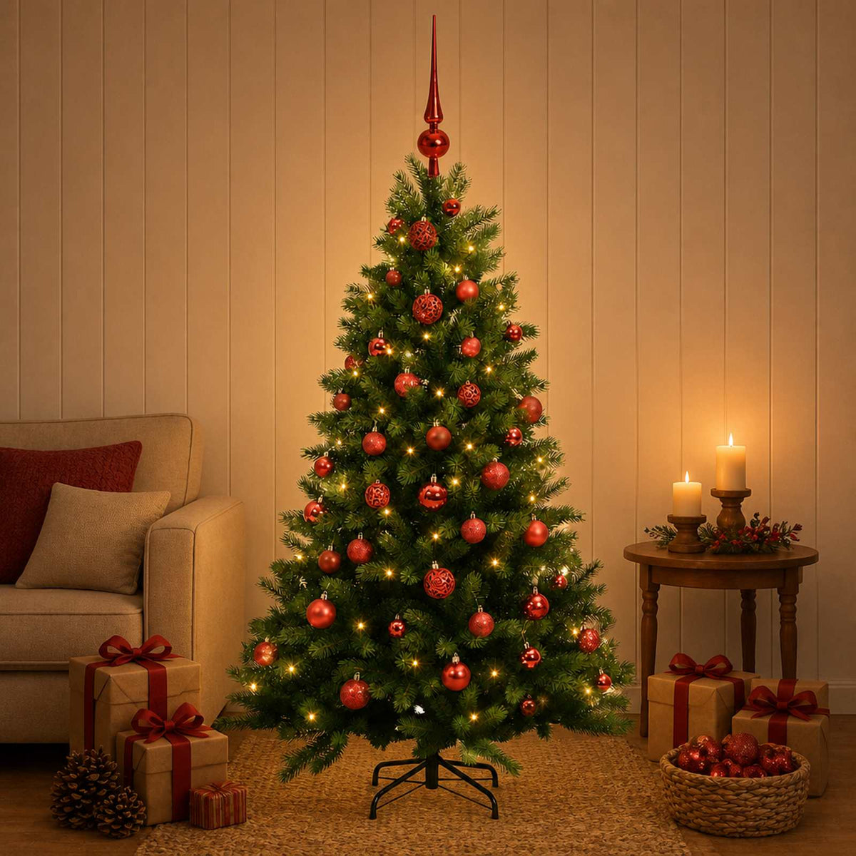 vidaXL Kunstkerstboom met Ballen 150 cm 150 LED's Warmwit