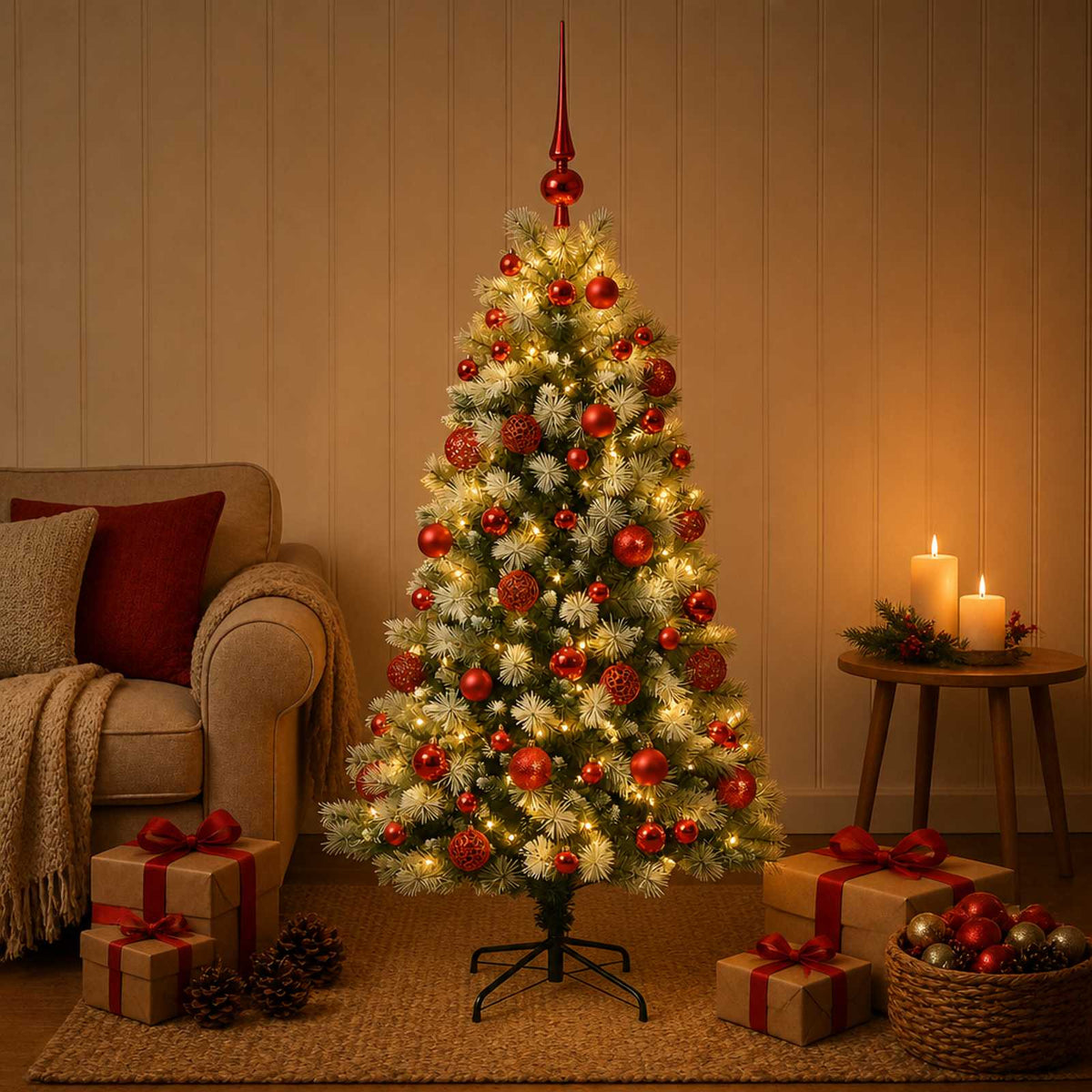 Kunstkerstboom met scharnierende takken en kerstballen 120 cm is nu te koop bij PeponiXL, paradijselijk wonen!