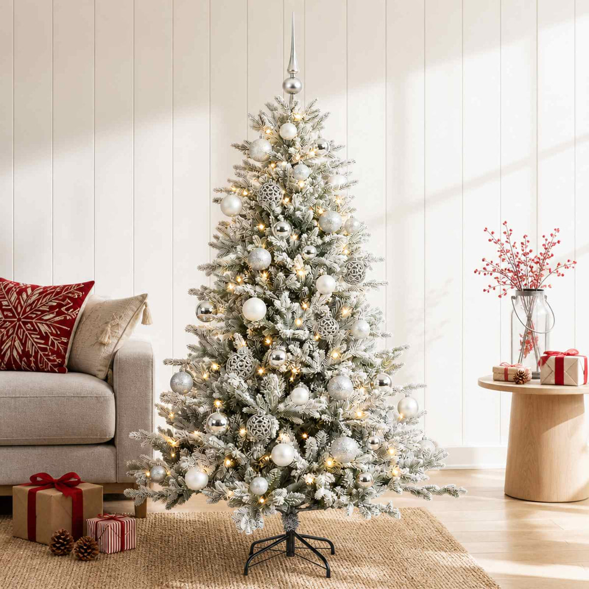 Kunstkerstboom met kerstbal 120 cm 150 LED's Warmwit is nu te koop bij PeponiXL, paradijselijk wonen!