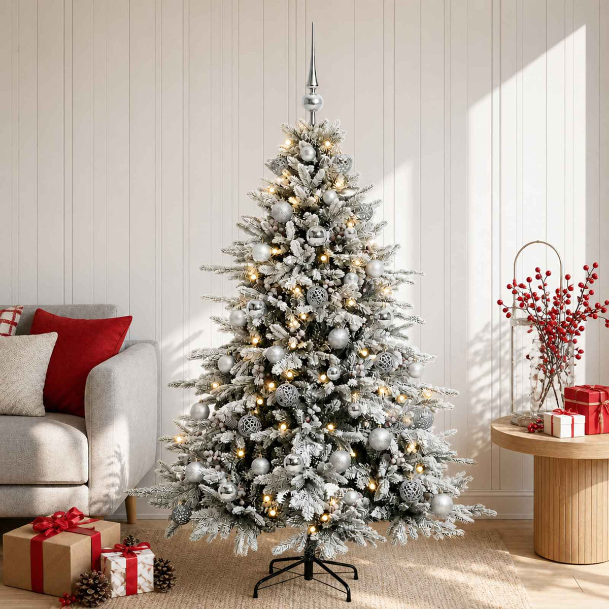 Kunstkerstboom met kerstbal 150 cm 150 LED's Warmwit is nu te koop bij PeponiXL, paradijselijk wonen!
