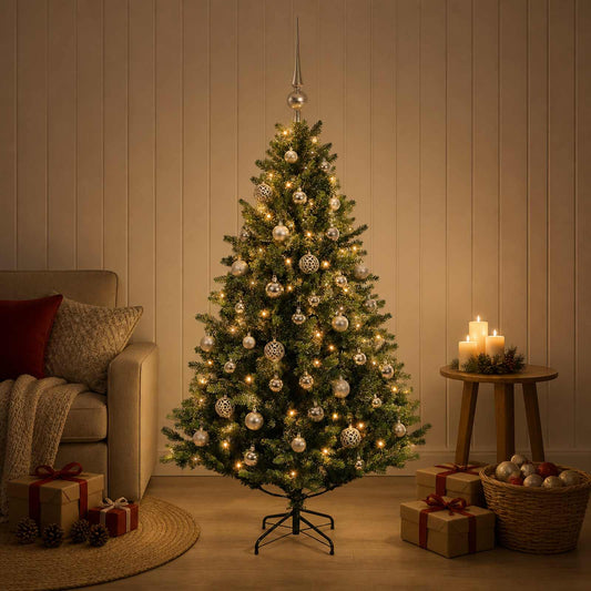 Kunstkerstboom met Ballen 120 cm 150 LED's Warmwit is nu te koop bij PeponiXL, paradijselijk wonen!