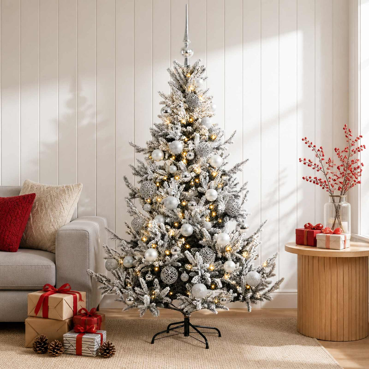Kunstkerstboom met kerstbal 150 cm 150 LED's Warmwit is nu te koop bij PeponiXL, paradijselijk wonen!